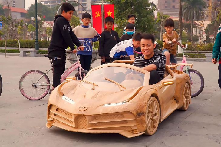 Детальную копию гиперкара Bugatti Centodieci из дерева показали на видео